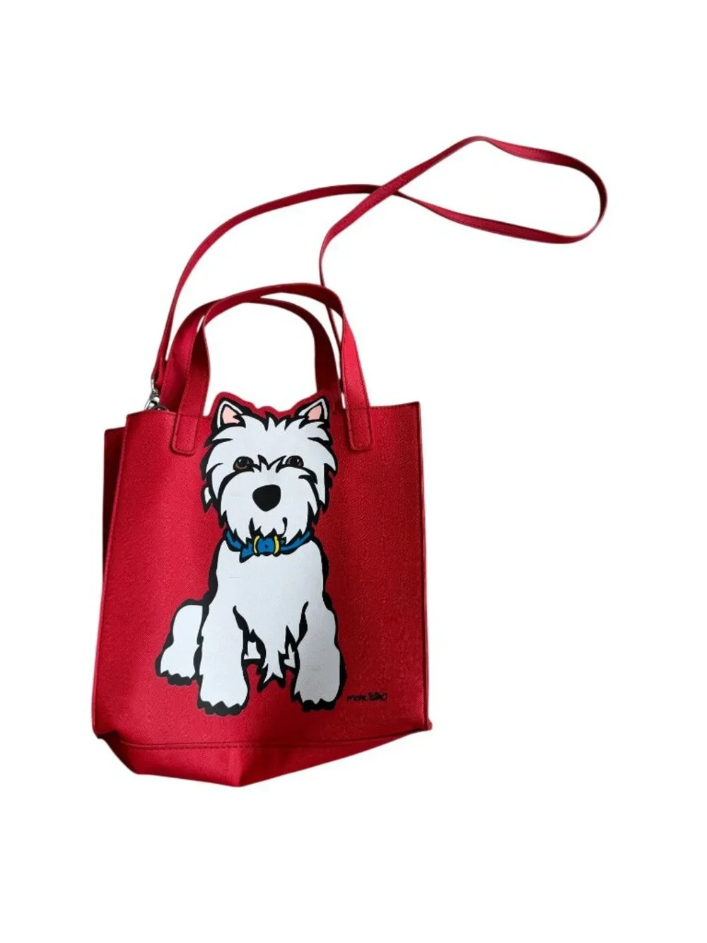 MARC TETRO Red White Terrier Yorkie Crossbody Handbag Bag